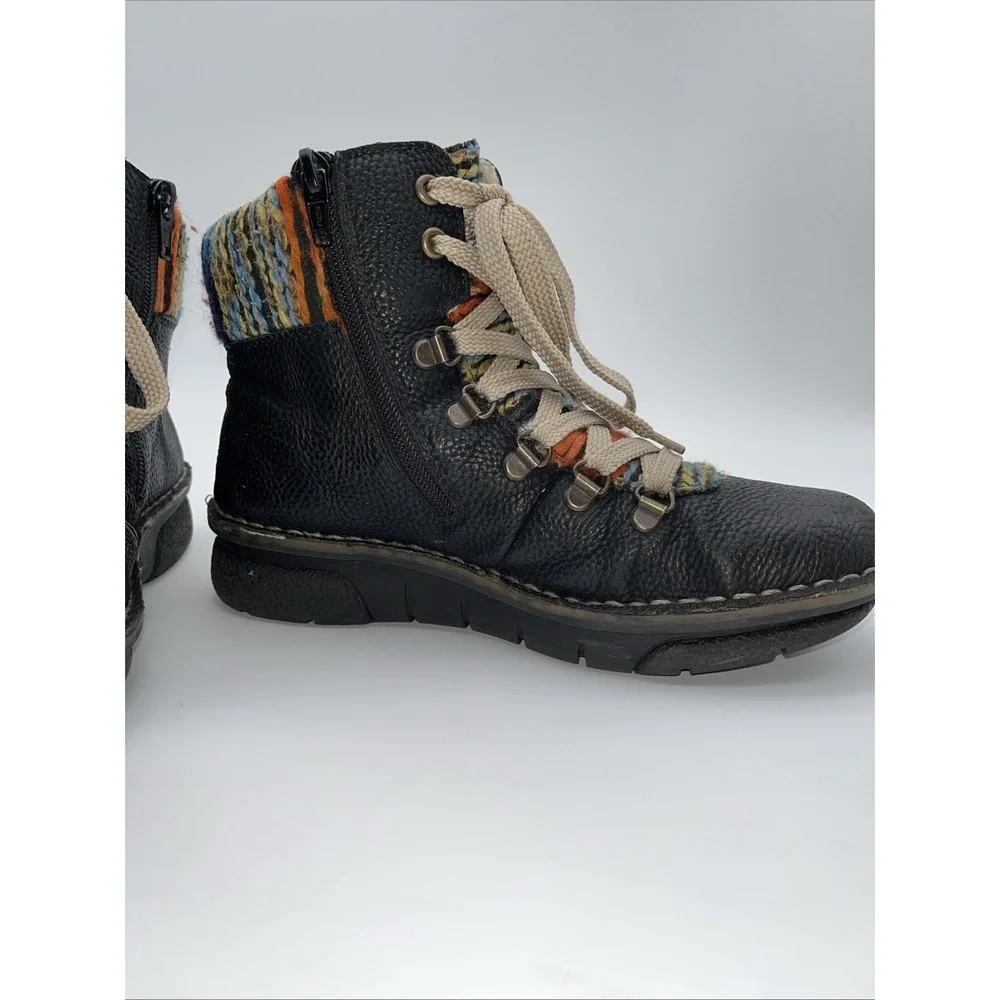 Rieker Winter Boots Womens 36 Felicitas Multicolor Leather‎ Lace Up Round Toe